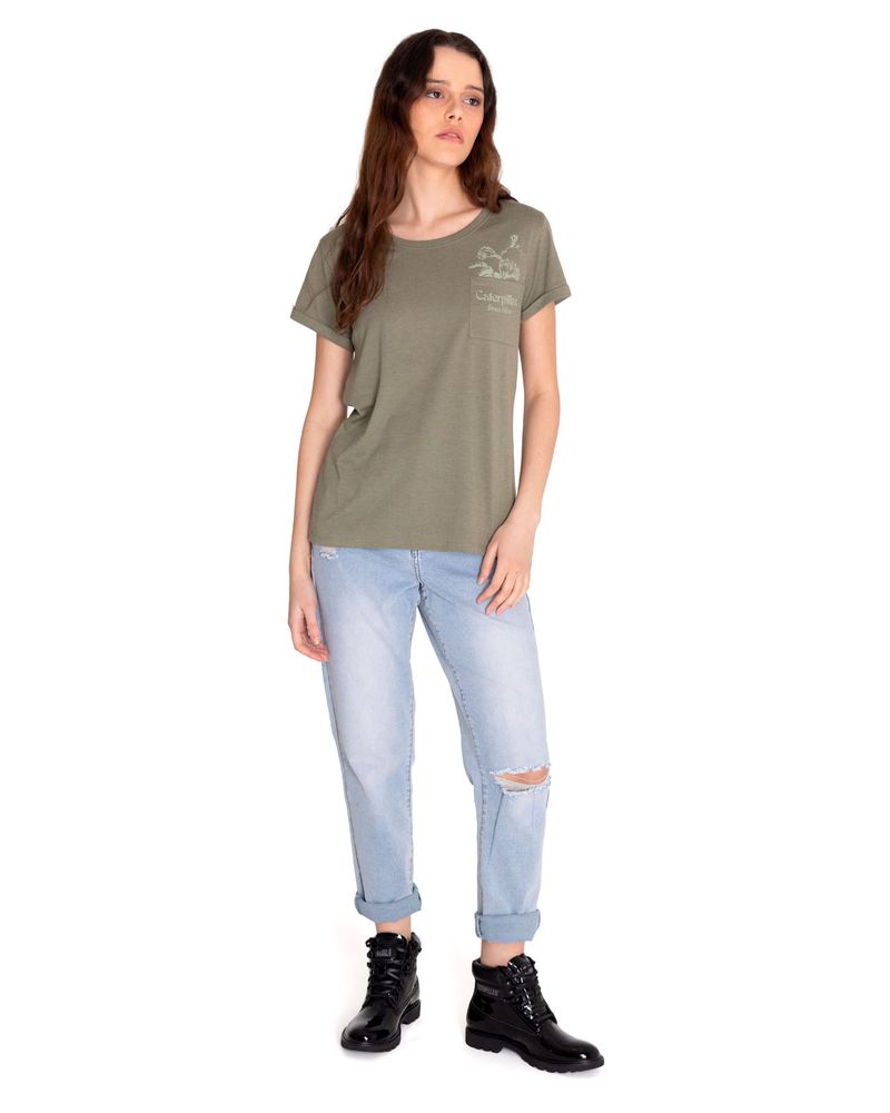 Polera-Manga-corta-Casual-Mujer-NOVELTY-POCKET-TEE-1-Verde-CAT