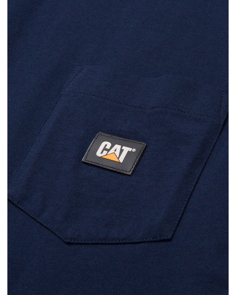 Polera-Manga-corta-Casual-Hombre-LABEL-POCKET-S-S-TEE-Azul-CAT