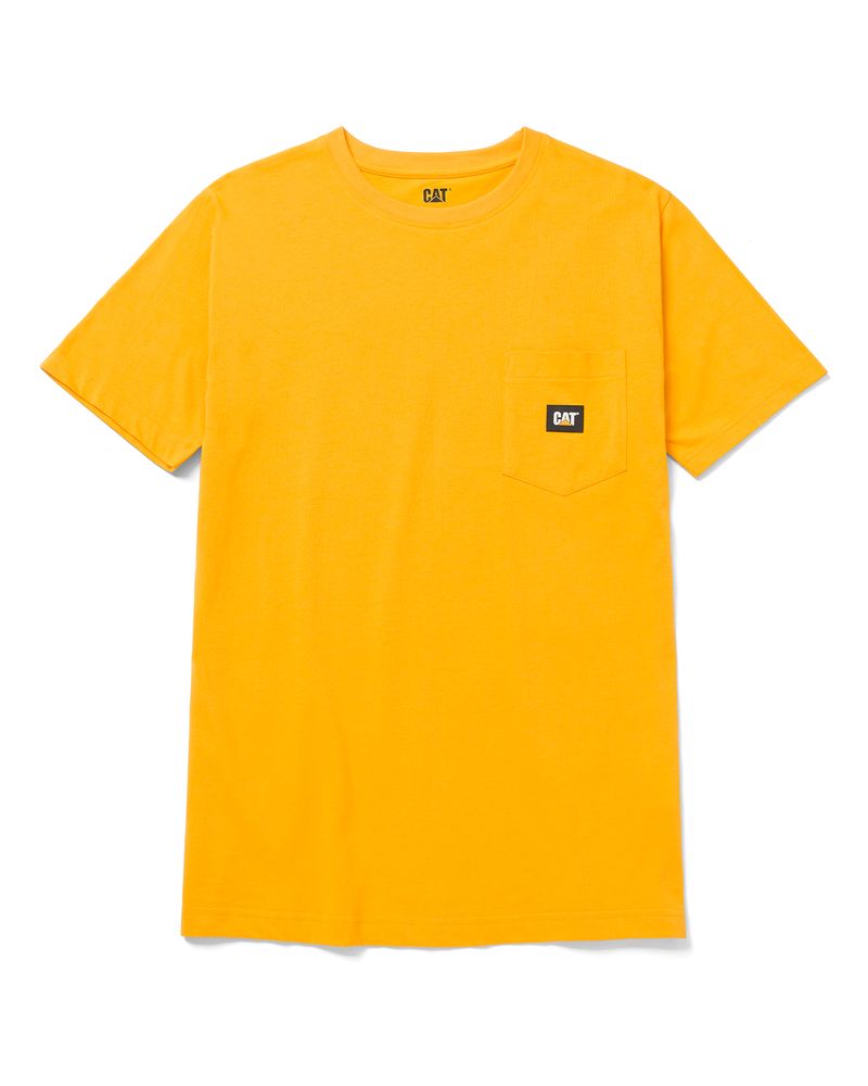Polera-Manga-corta-Casual-Hombre-LABEL-POCKET-S-S-TEE-Amarillo-CAT