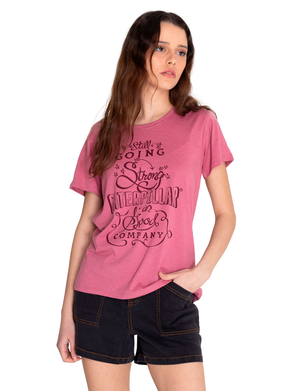 Polera Manga corta Casual Mujer CREW GRAPHIC TEE 1 Rosado CAT