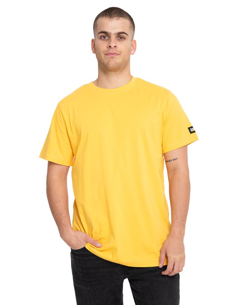 Polera-Manga-corta-Casual-Hombre-ESSENTIAL-S-S-TEE-Amarillo-CAT