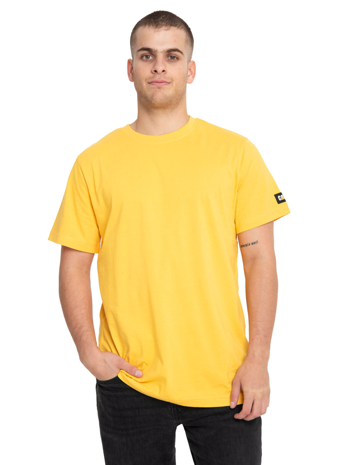 Polera Manga Corta Casual Hombre Essential S S Tee Amarillo Cat Cat Chile Cat Tienda oficial Cat Chile