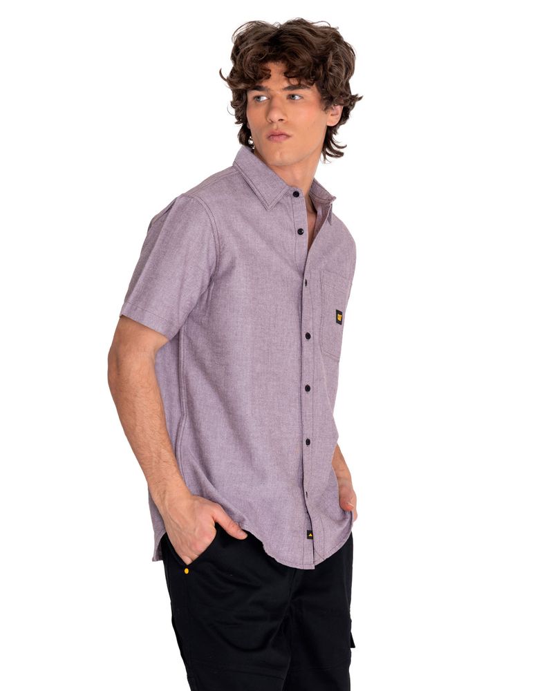 Camisa-Manga-corta-Casual-Hombre-OXFORD-RELAXED-S-S-SHIRT-Burdeo-CAT