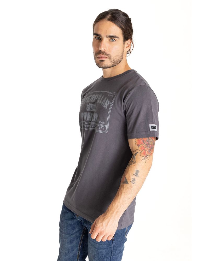 Polera-Manga-corta-Casual-Hombre-CATERPILLAR-POWER-TEE-Gris-CAT