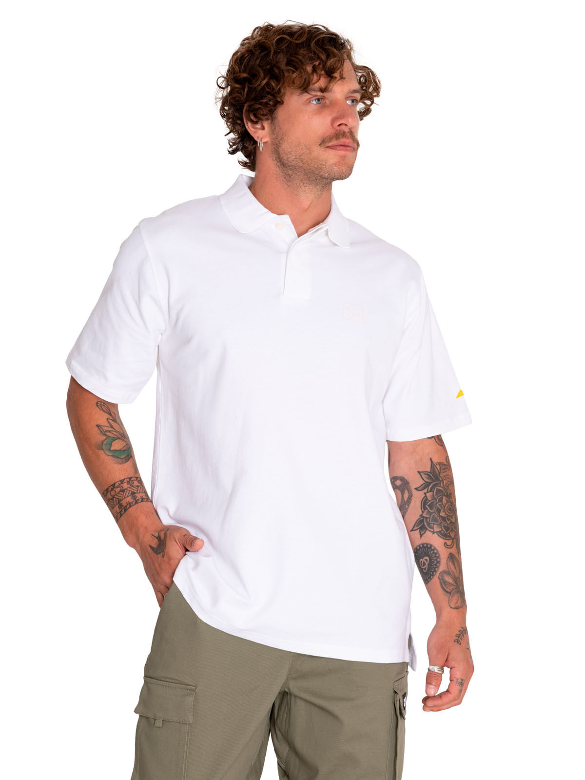 Polera Polo Casual Hombre CAT LOGO PIQUE POLO Blanco CAT