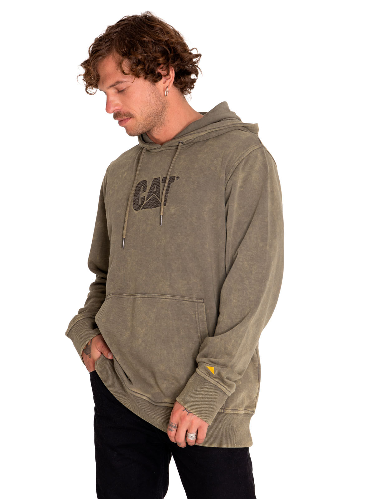 Polerón Casual Hombre HERITAGE UNIFORM EMBROIDERED HOODIE Verde CAT