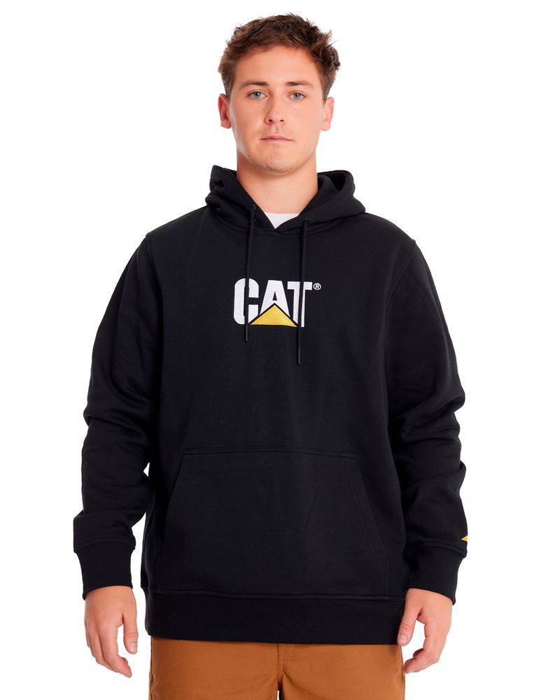 Poleron-Casual-Unisex-Fleece-Cat-Logo-Pullover-Hoodie-Negro-Cat