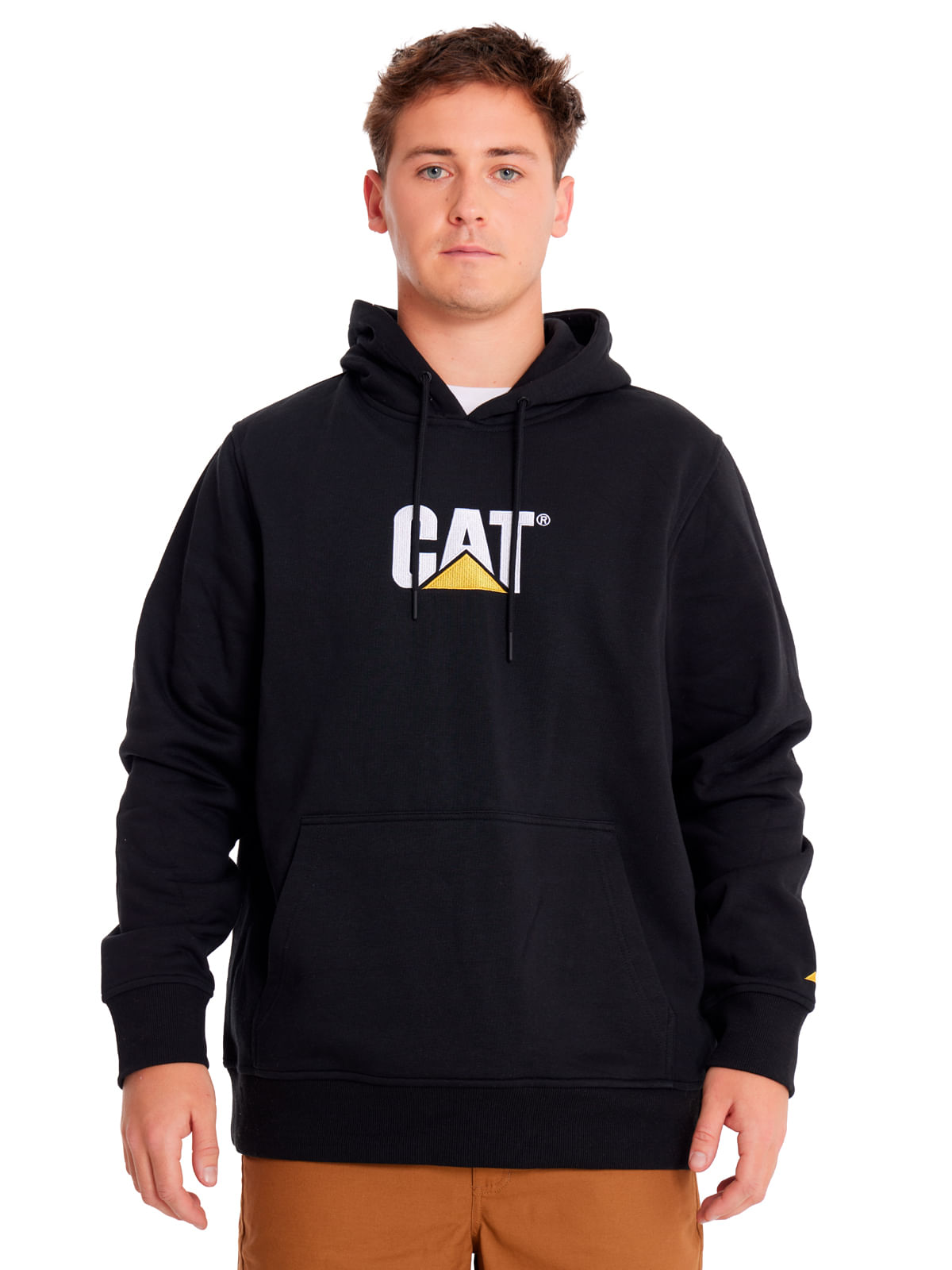 Poleron Casual Unisex Fleece Cat Logo Pullover Hoodie Negro Cat