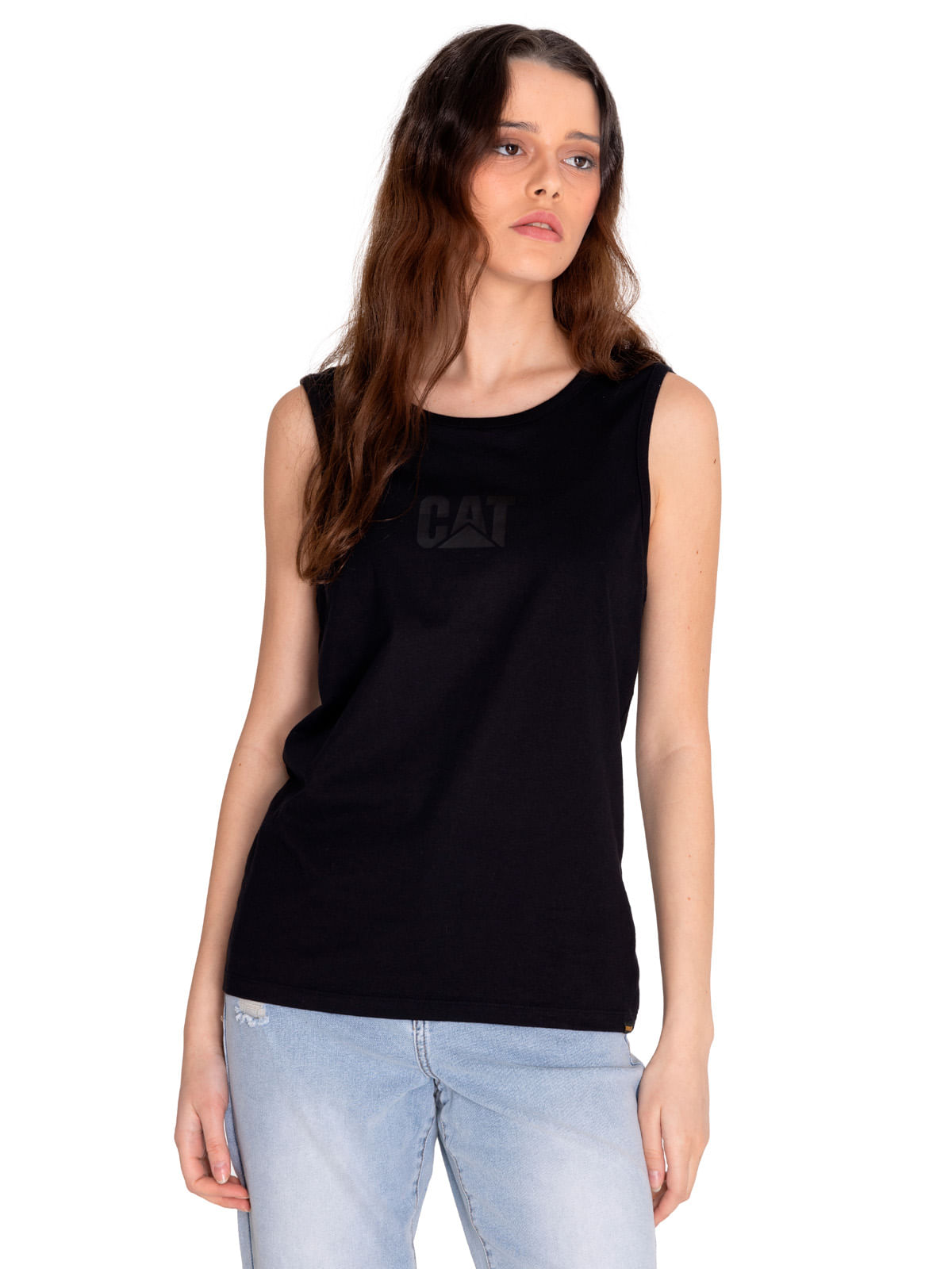 Polera Sin manga Casual Mujer CATERPILLAR LOGO TEE TANK Negro CAT