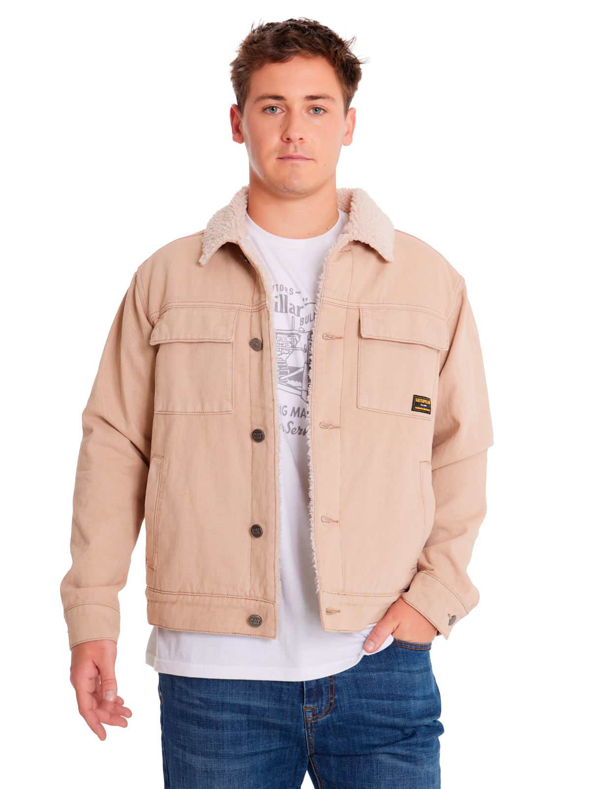 Chaqueta Casual Unisex DENIM SHERPA LINED WORK JACKET Beige/Crudo CAT