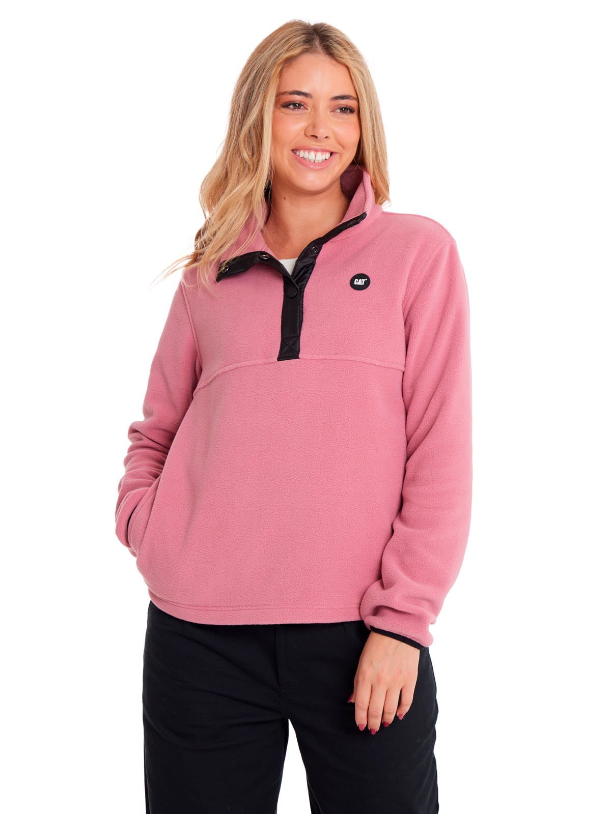 Polar Casual Mujer W POLAR FLEECE HALF SNAP PO JACKET Rosado CAT