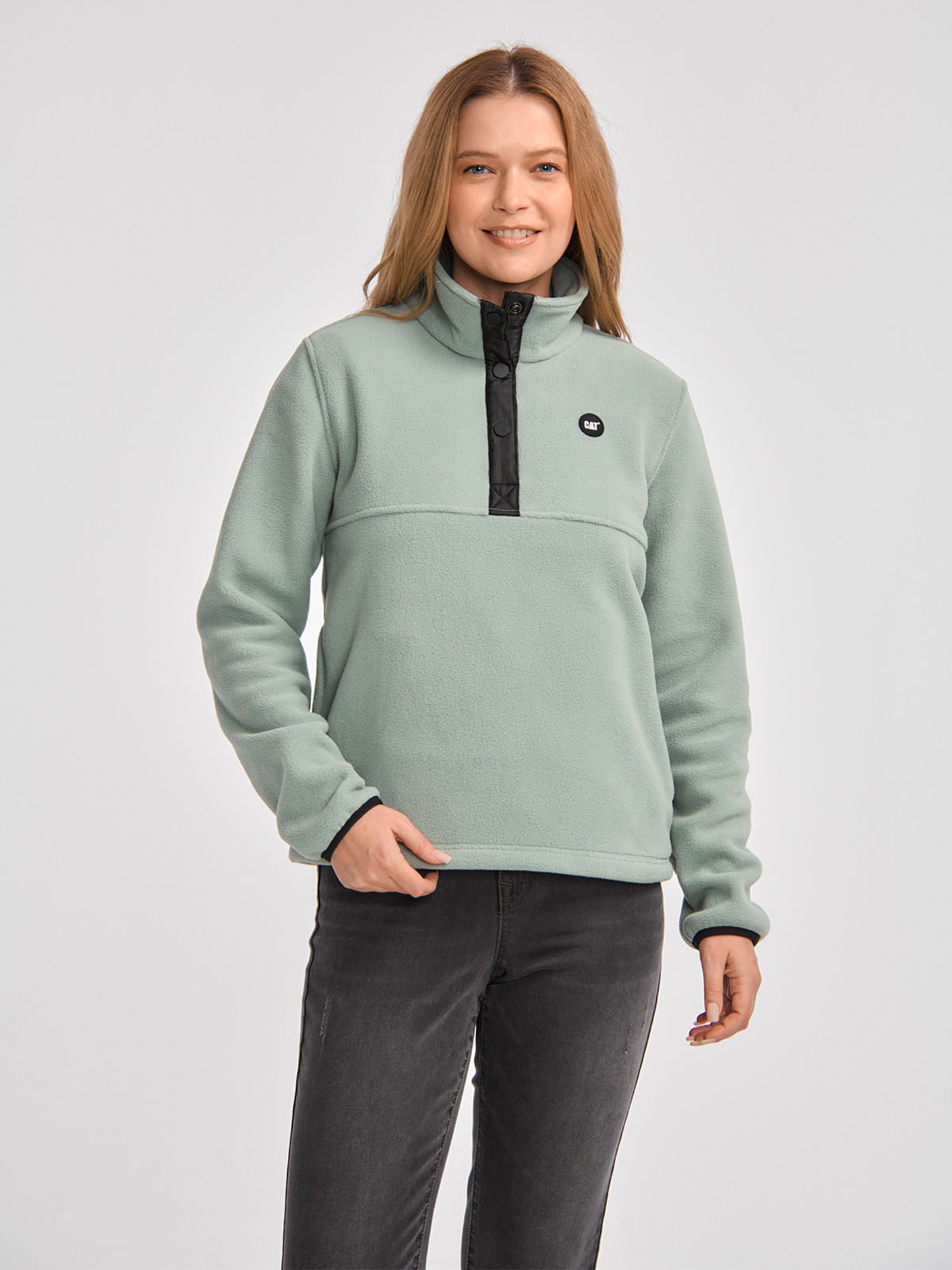 Polar Casual Mujer W POLAR FLEECE HALF SNAP PO JACKET Verde CAT