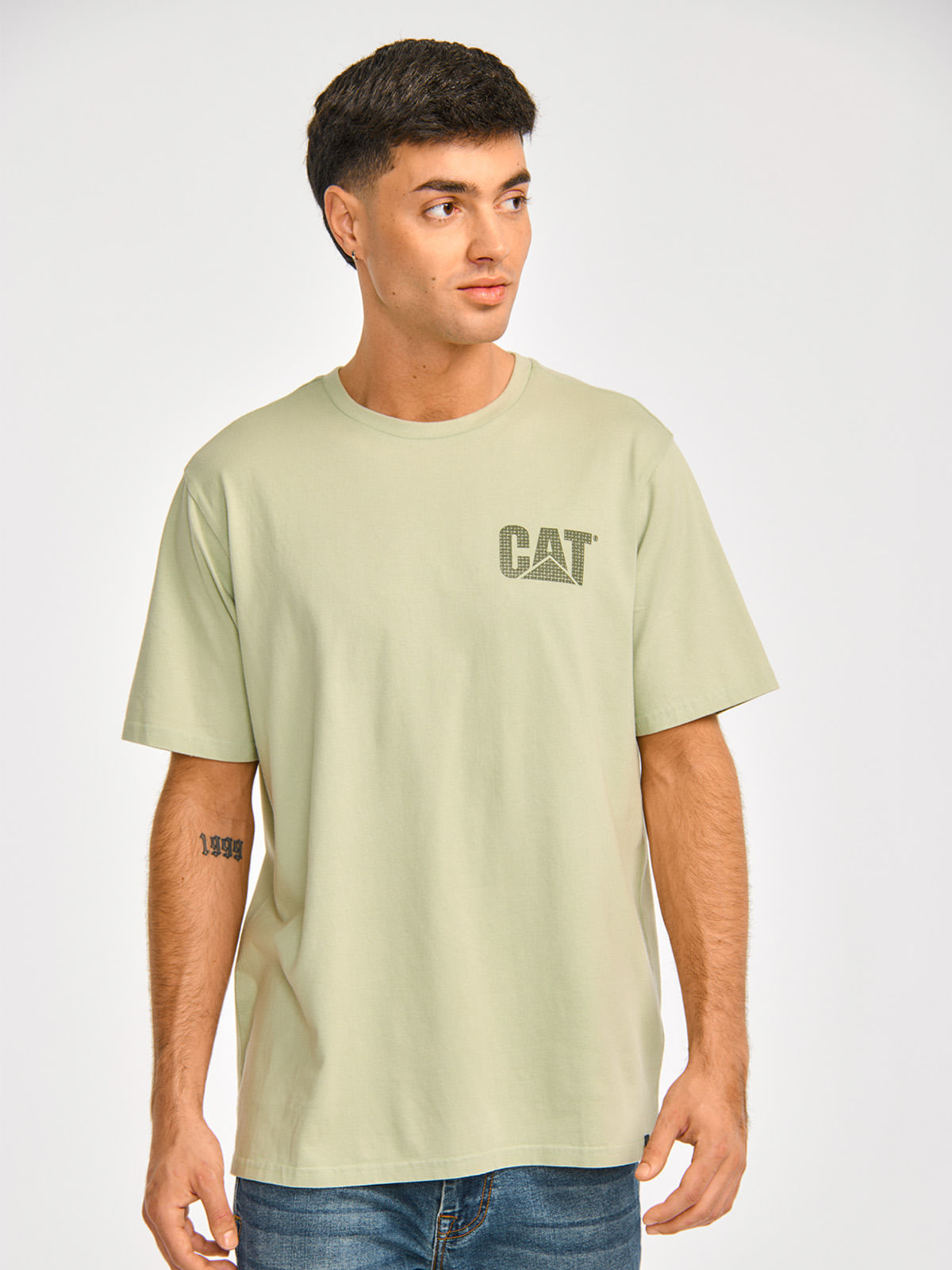 Polera Manga corta Casual Unisex HERITAGE UNIFORM HEAVYWEIGHT WASHED TEE Verde CAT