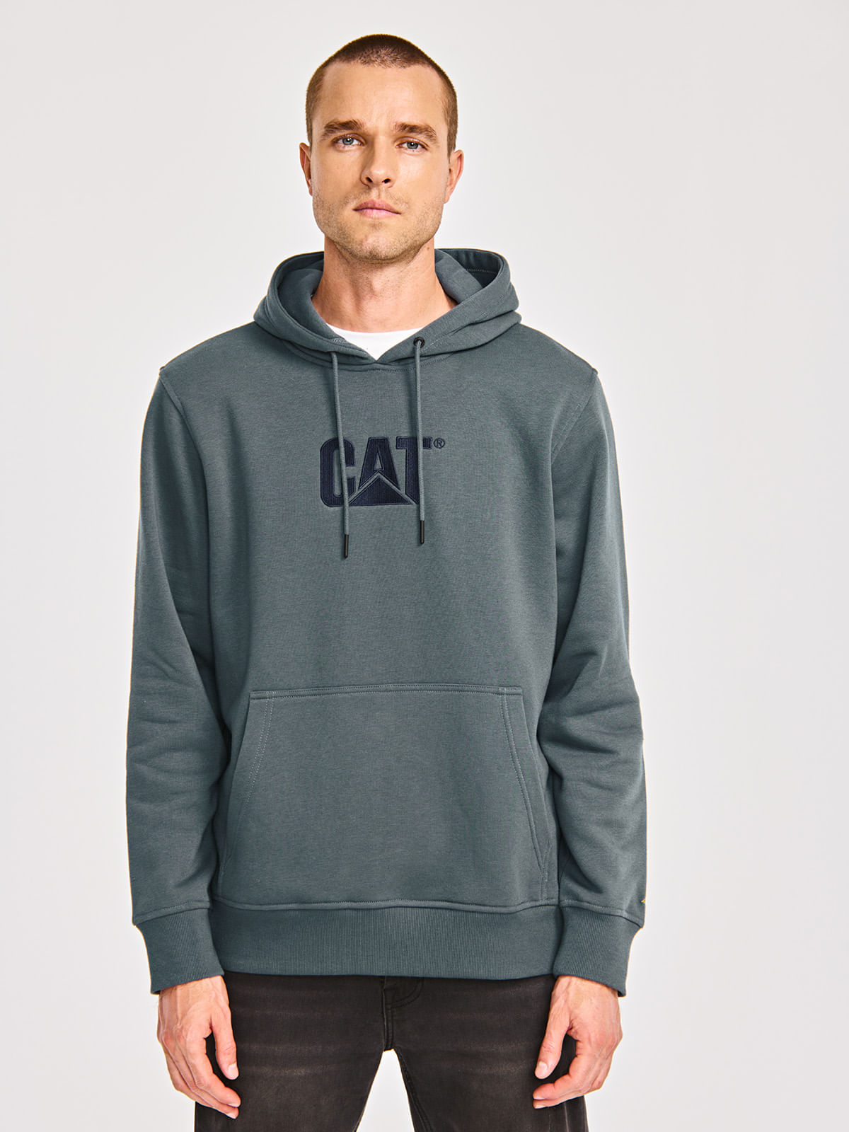 Polerón Casual Hombre FLEECE CAT LOGO PULLOVER HOODIE Azul CAT