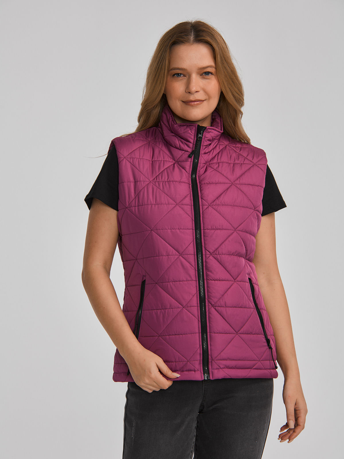 Chaqueta Sin manga Casual Mujer W MEDIUMWEIGHT INSULATED TRIANGLE QUILTED VEST Rosado CAT