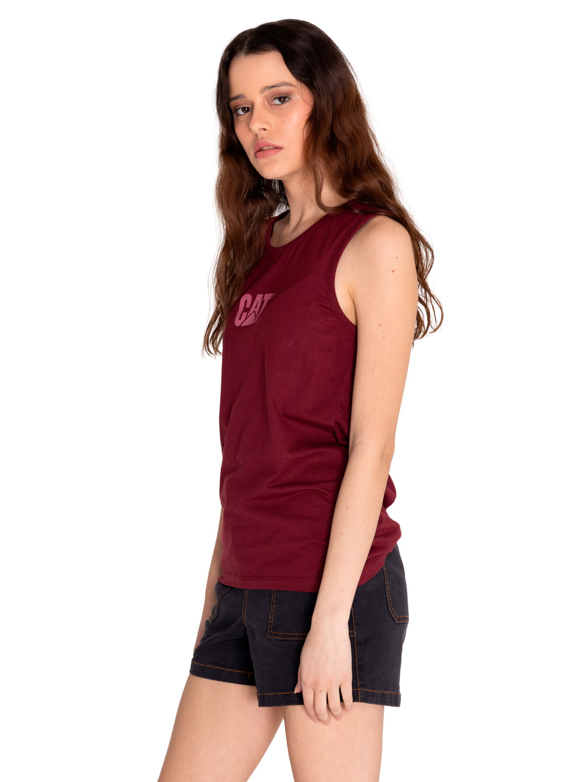 Polera Sin manga Casual Mujer CATERPILLAR LOGO TEE TANK Rojo CAT