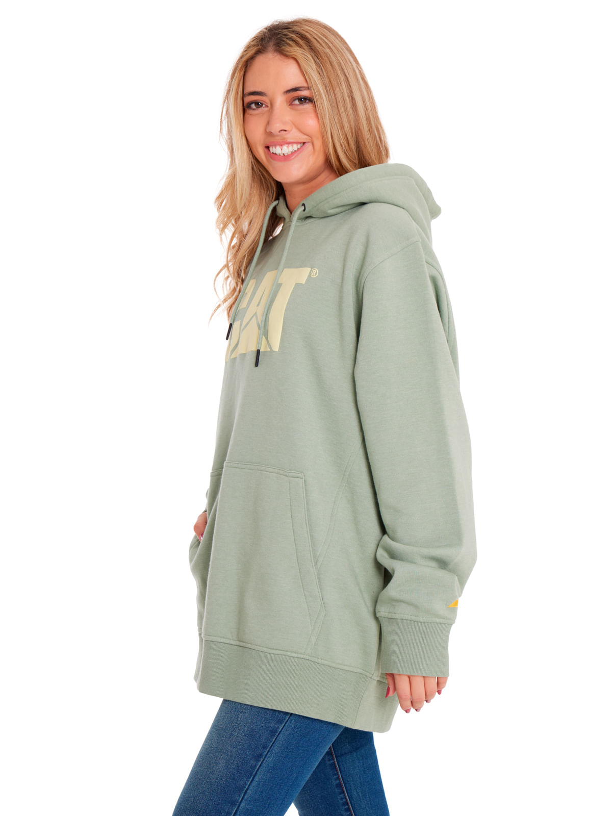 Polerón Casual Mujer HEATHER FLEECE CAT LOGO PULLOVER HOODIE Verde CAT