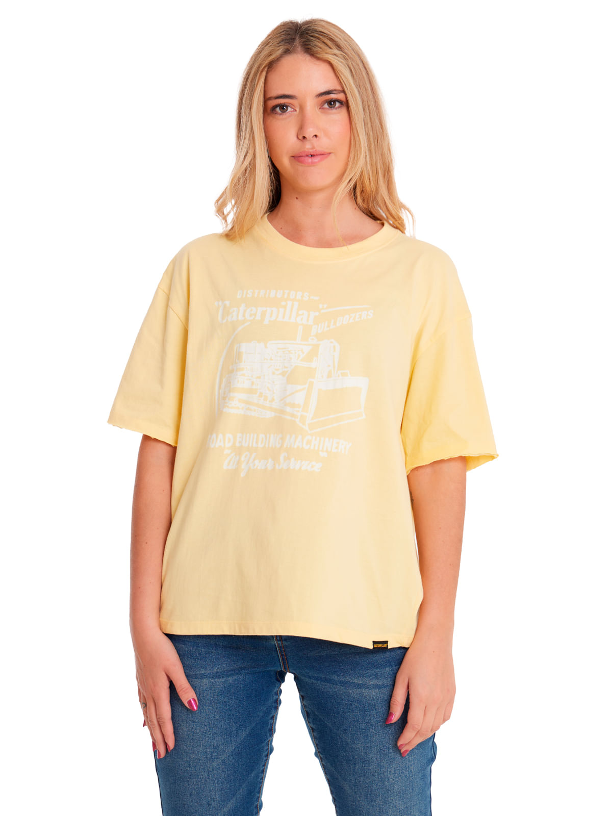 Polera Manga corta Casual Mujer BOXY HEAVYWEIGHT GRAPHIC TEE 1 Amarillo CAT