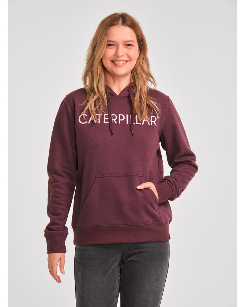 Poleron-Casual-Mujer-FLEECE-CATERPILLAR-PULLOVER-HOODIE-Burdeo-CAT