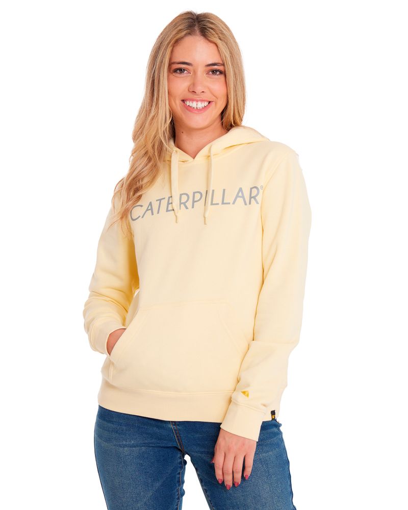 Poleron-Casual-Mujer-FLEECE-CATERPILLAR-PULLOVER-HOODIE-Amarillo-CAT