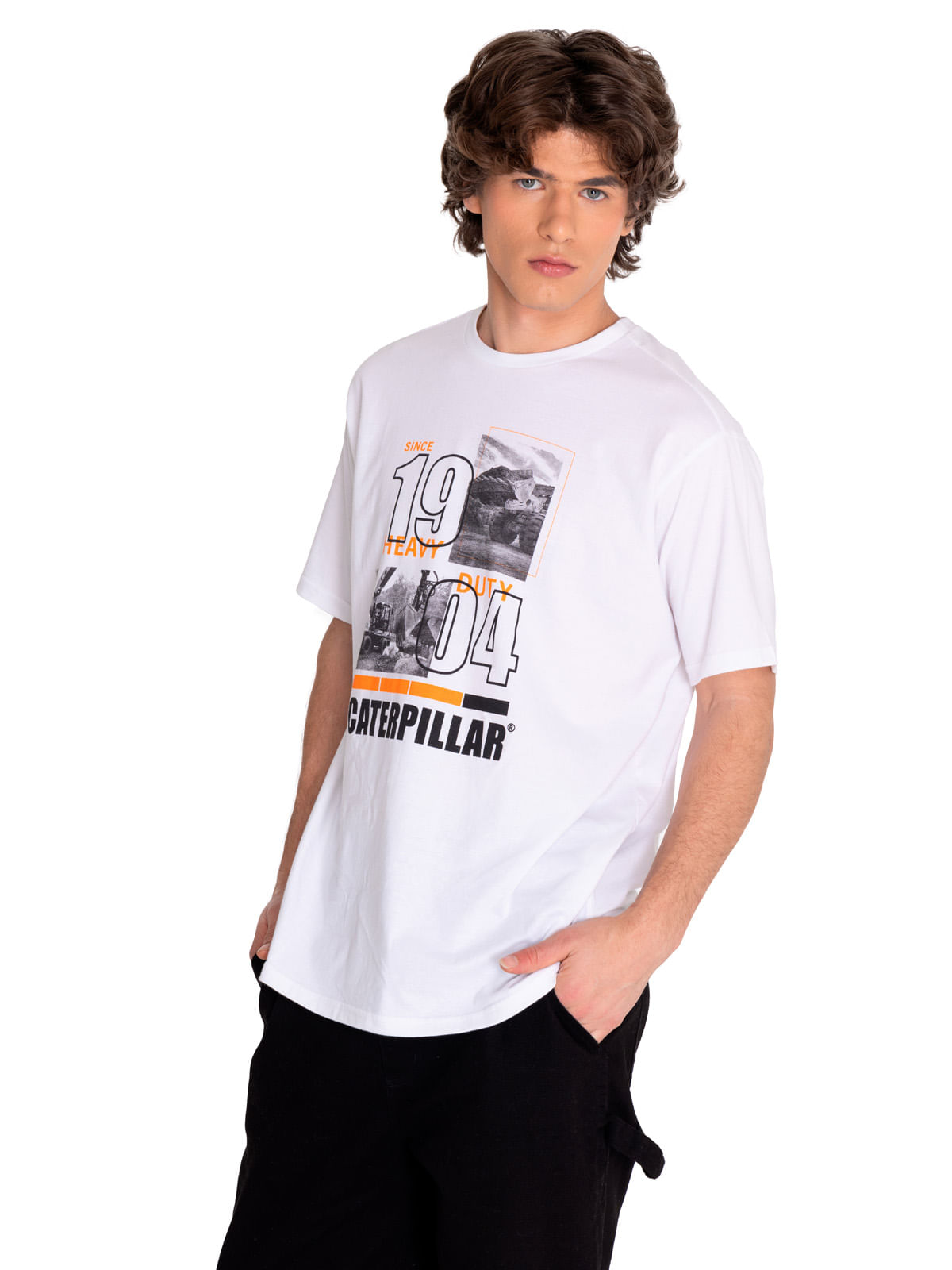 Polera Manga corta Casual Hombre WORKWEAR GRAPHIC TEE 4 Blanco CAT