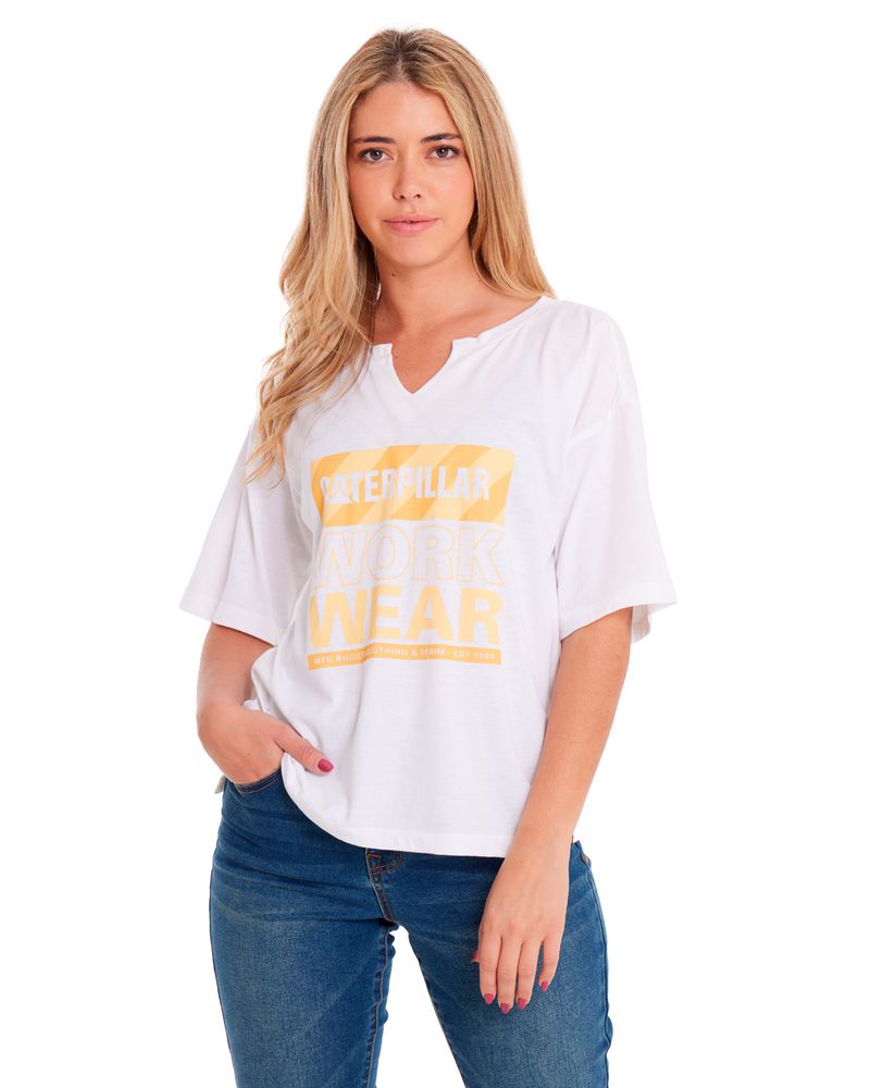 Polera-Manga-corta-Casual-Mujer-NOTCH-NECK-NOVELTY-TEE-2-Blanco-CAT