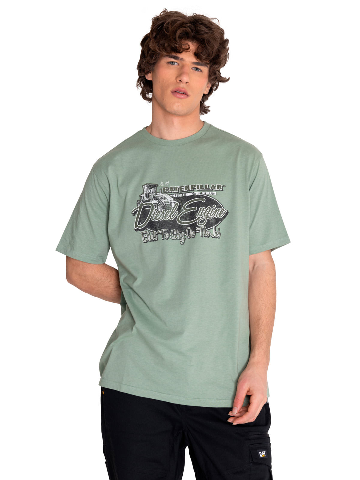 Polera Manga corta Casual Hombre HISTORIC TRADITION GRAPHIC TEE 5 Verde CAT