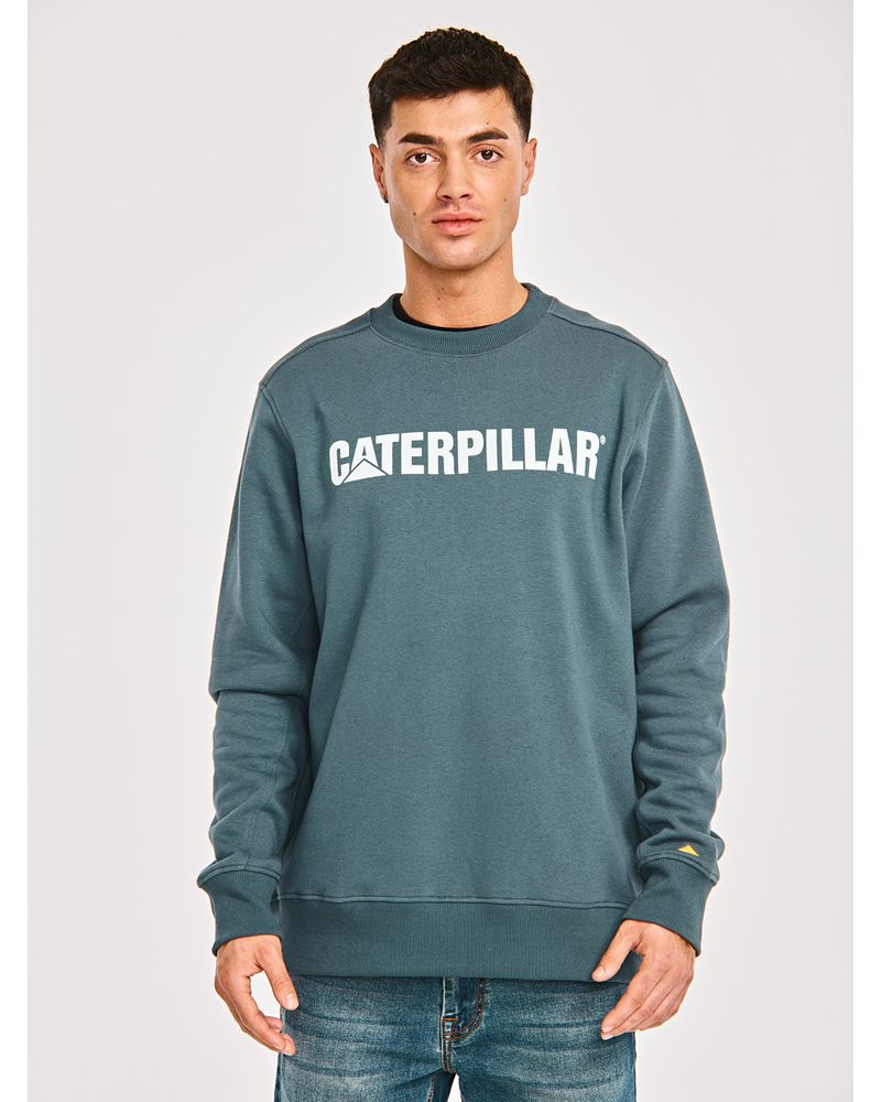 Poleron-Casual-Hombre-CATERPILLAR-LOGO-CREWNECK-SWEATSHIRT-Azul-CAT