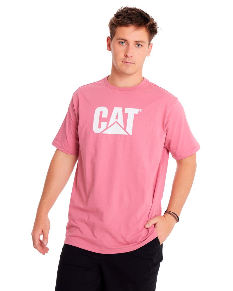 Polera-Manga-corta-Casual-Unisex-CAT-LOGO-TEE-Rosado-CAT