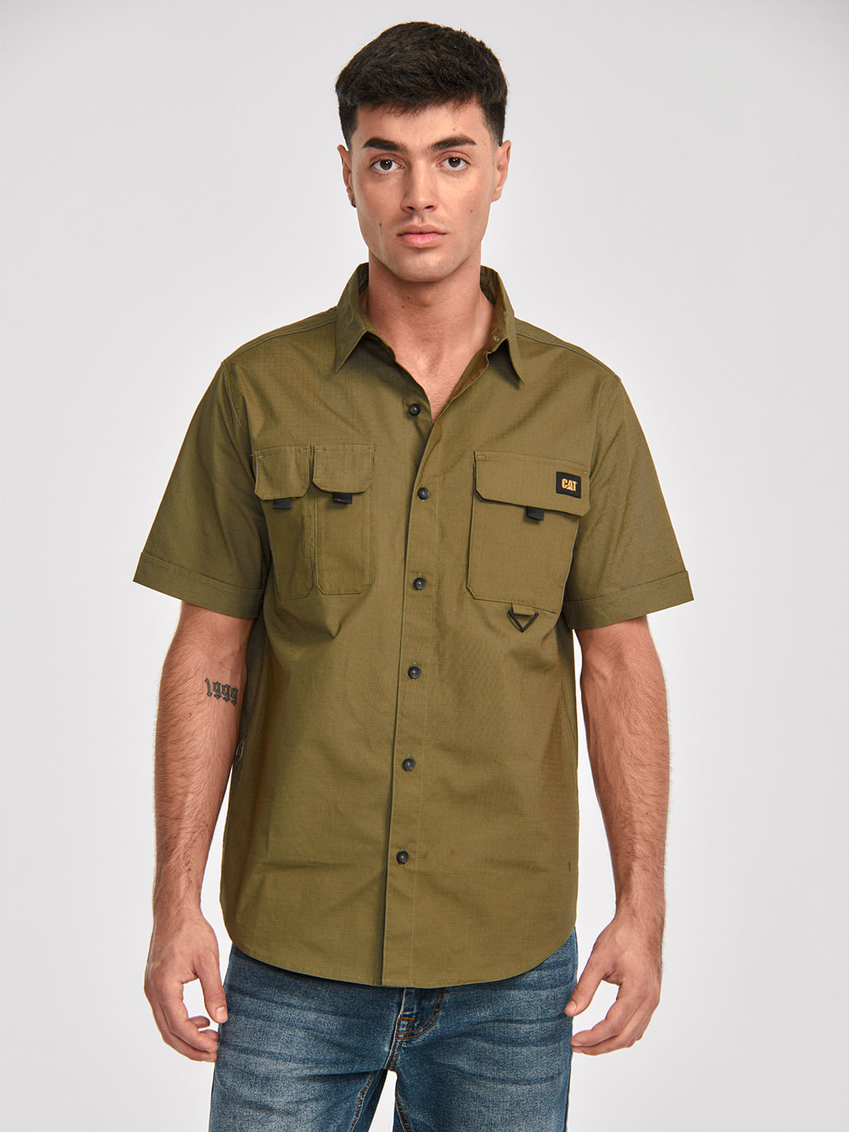 Camisa Manga corta Casual Hombre UTILITY S/S SHIRT Verde CAT