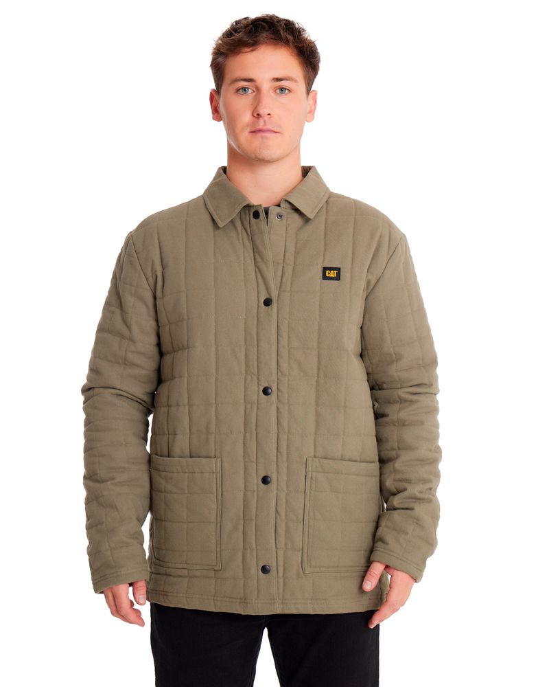 Chaqueta-Casual-Hombre-QUILTED-FLANNEL-SNAP-FRONT-LIGHTWEIGHT-INSULATED-JACKET-Verde-CAT