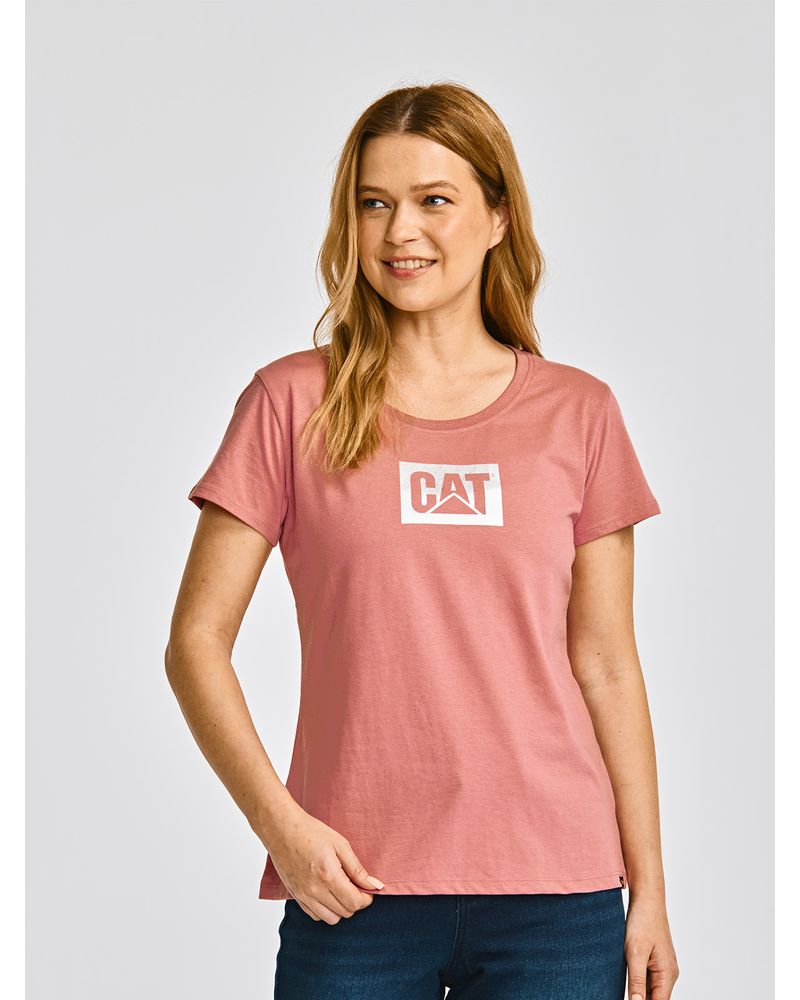 Polera-Manga-corta-Casual-Mujer-METALLIC-CAT-LOGO-TEE-Rosado-CAT