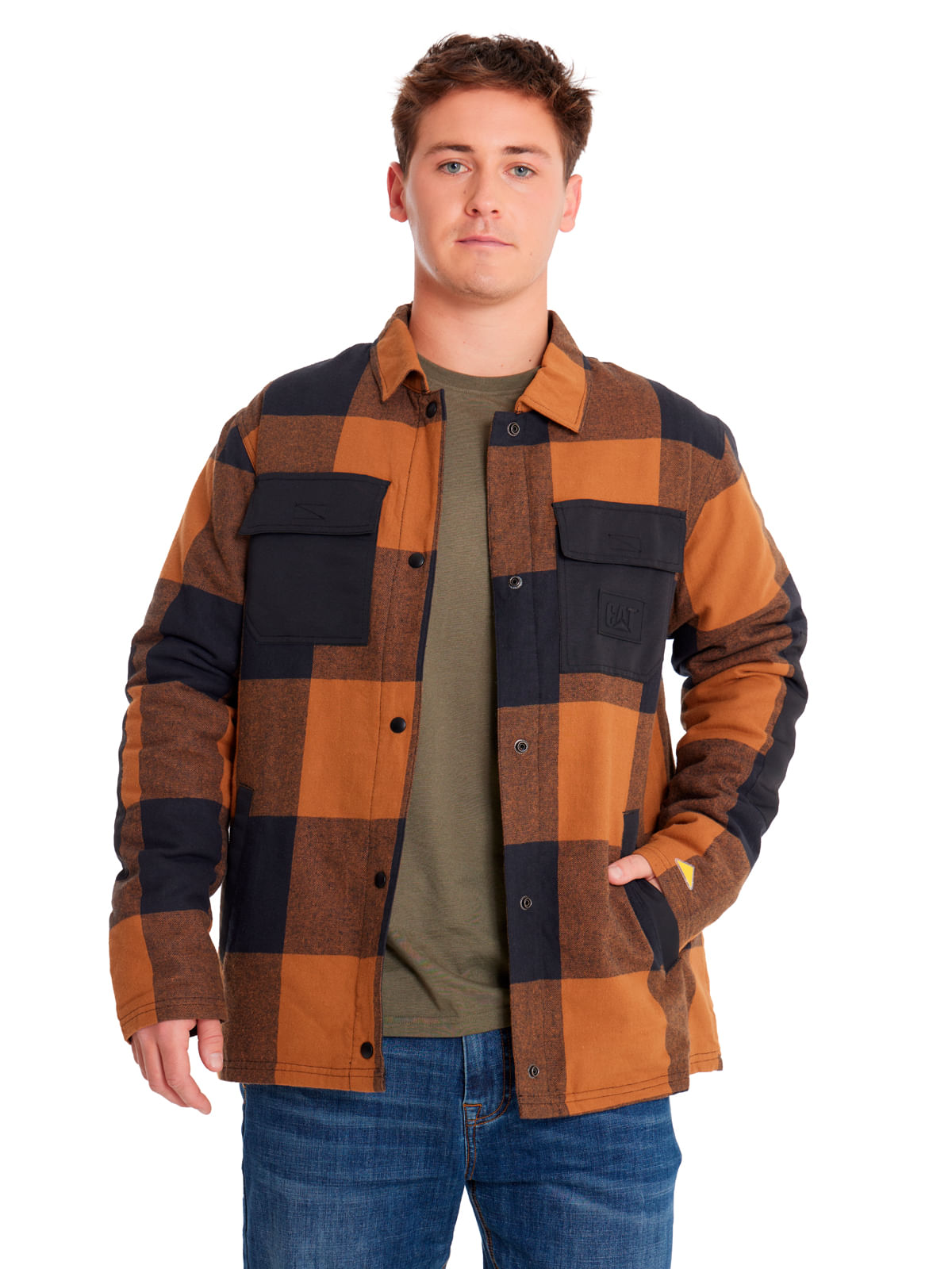 Chaqueta Casual Hombre FLANNEL SNAP FRONT LIGHTWEIGHT INSULATED JACKET Café CAT