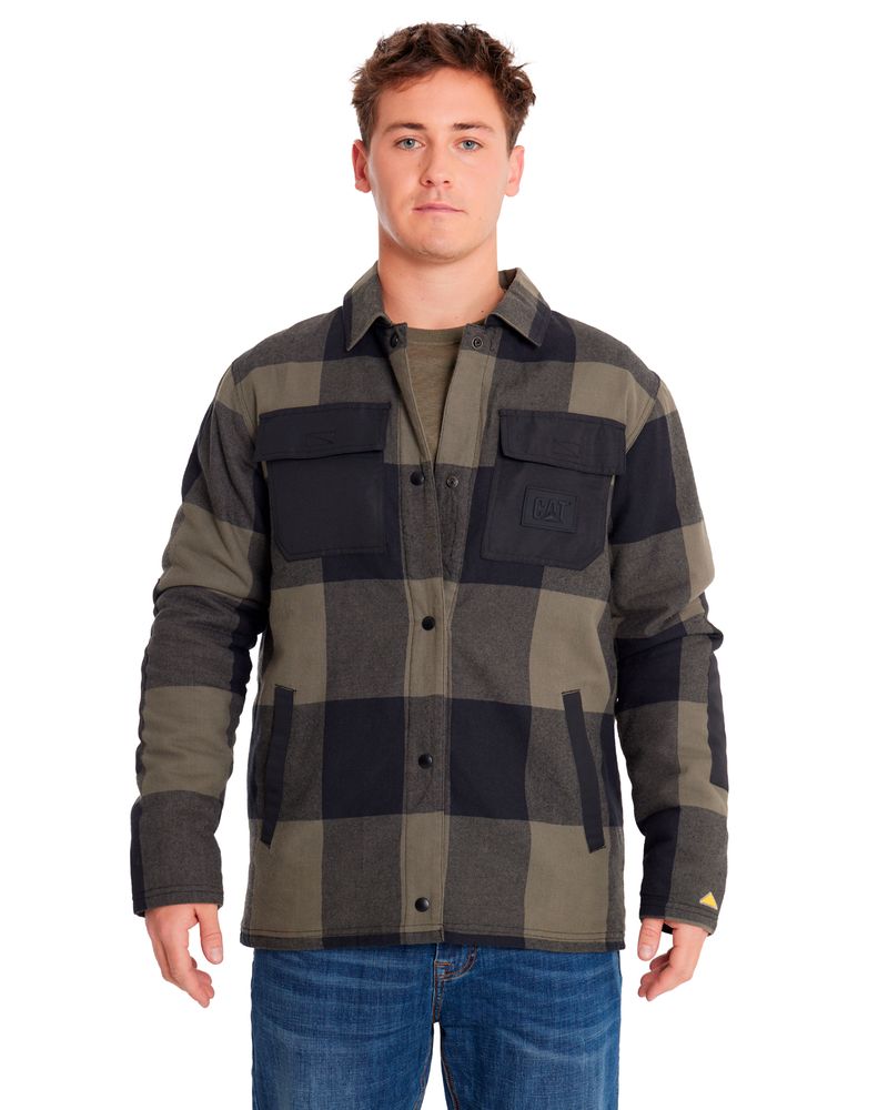 Chaqueta-Casual-Hombre-FLANNEL-SNAP-FRONT-LIGHTWEIGHT-INSULATED-JACKET-Verde-CAT