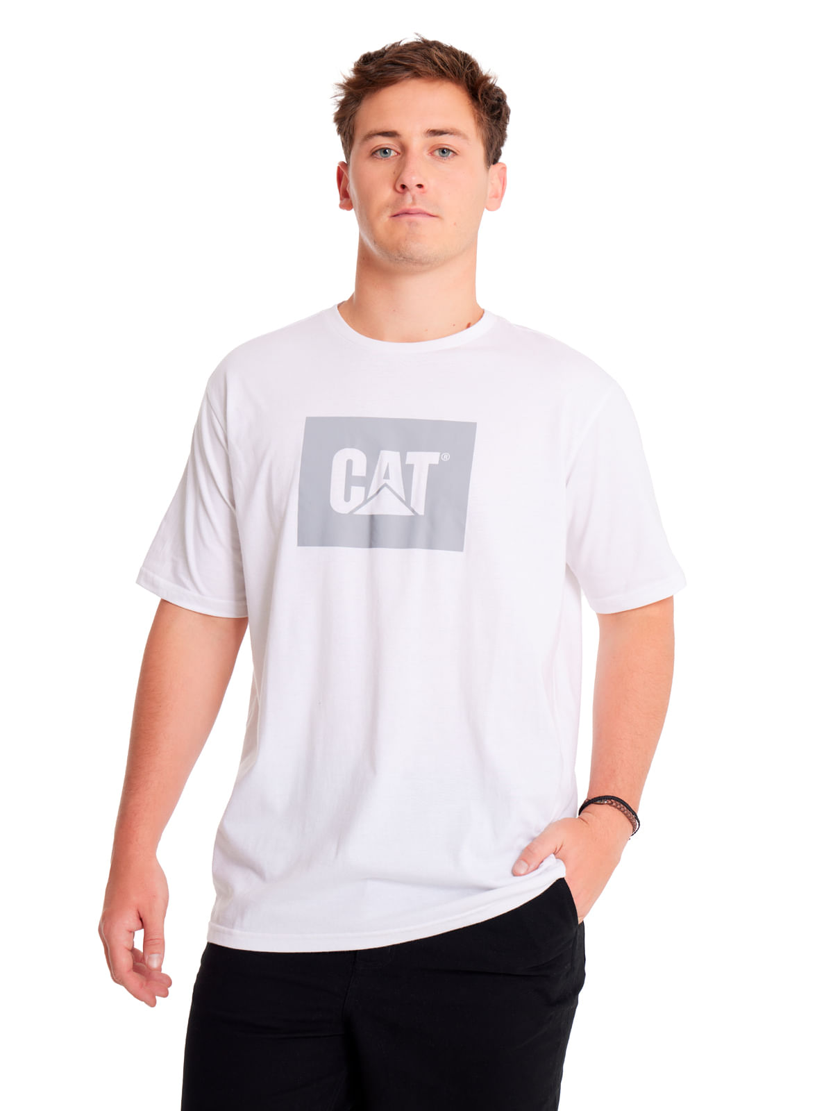 Polera Manga corta Casual Hombre REFLECTIVE CAT LOGO TEE Blanco CAT