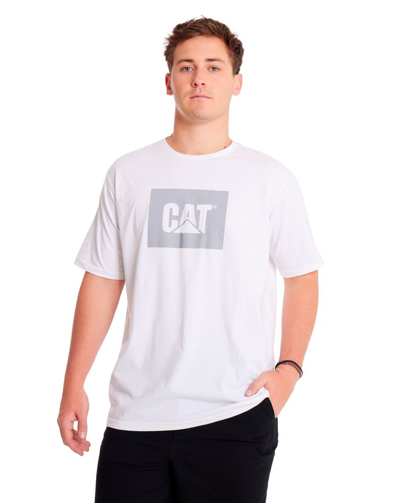 Polera-Manga-corta-Casual-Hombre-REFLECTIVE-CAT-LOGO-TEE-Blanco-CAT