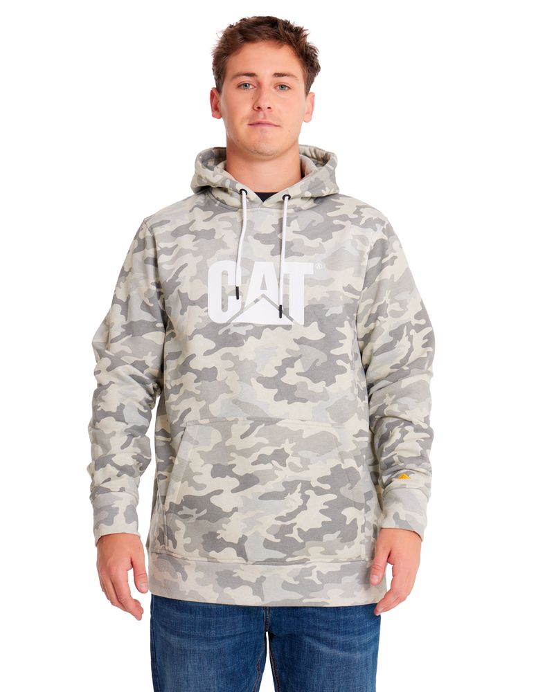 Poleron-Casual-Hombre-FLEECE-CAT-LOGO-PRINTED-PULLOVER-HOODIE-Gris-CAT