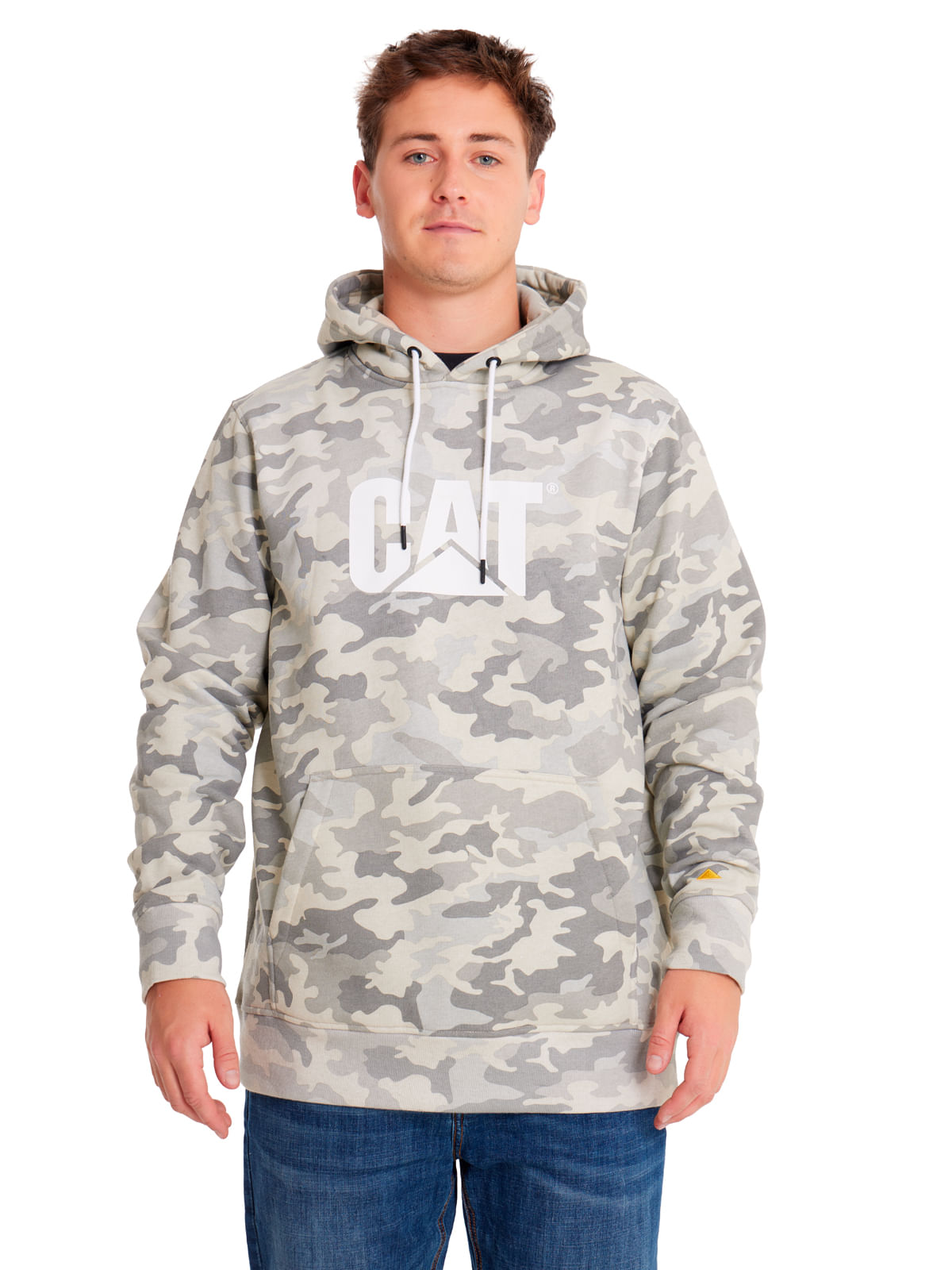 Polerón Casual Hombre FLEECE CAT LOGO PRINTED PULLOVER HOODIE Gris CAT