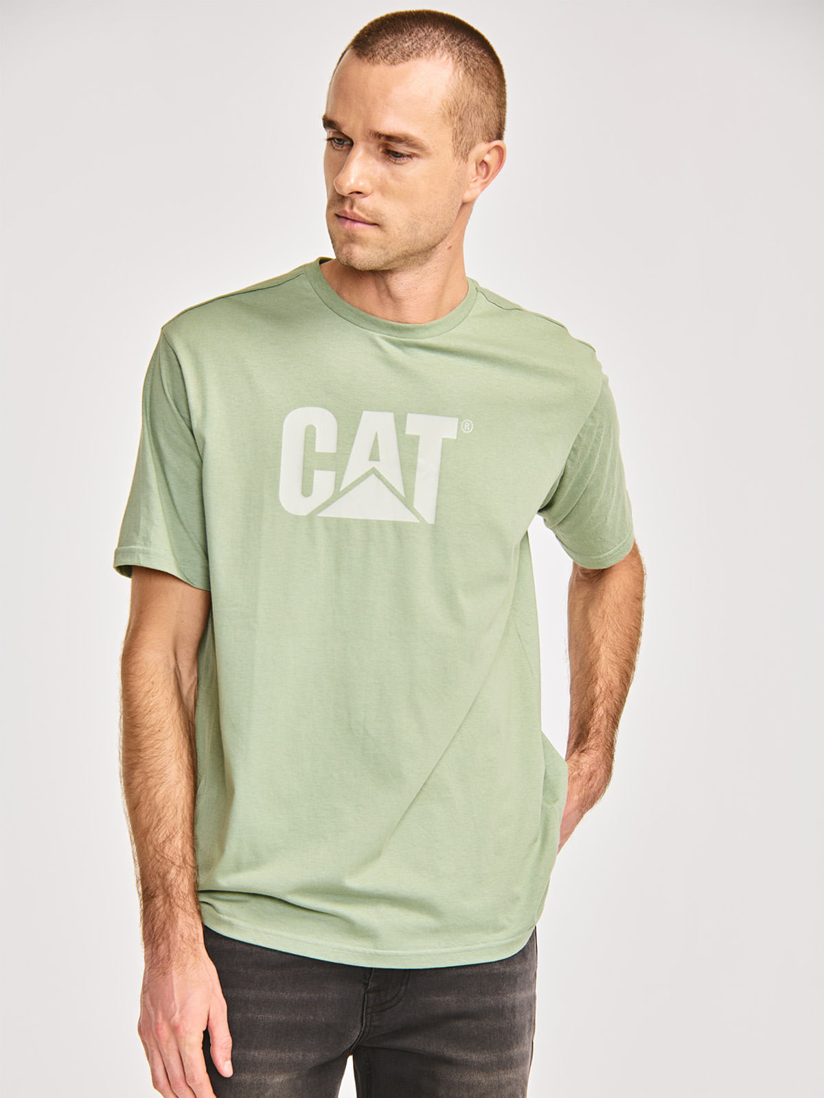 Polera Manga corta Casual Unisex CAT LOGO TEE Verde CAT