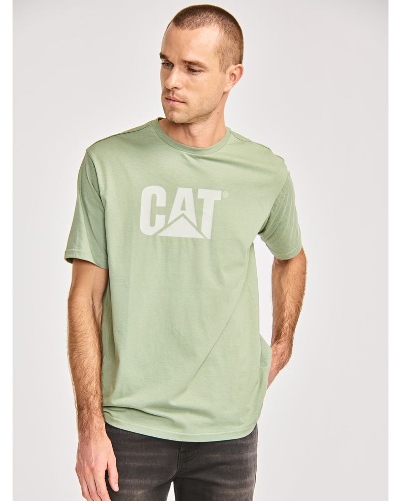 Polera-Manga-corta-Casual-Unisex-CAT-LOGO-TEE-Verde-CAT