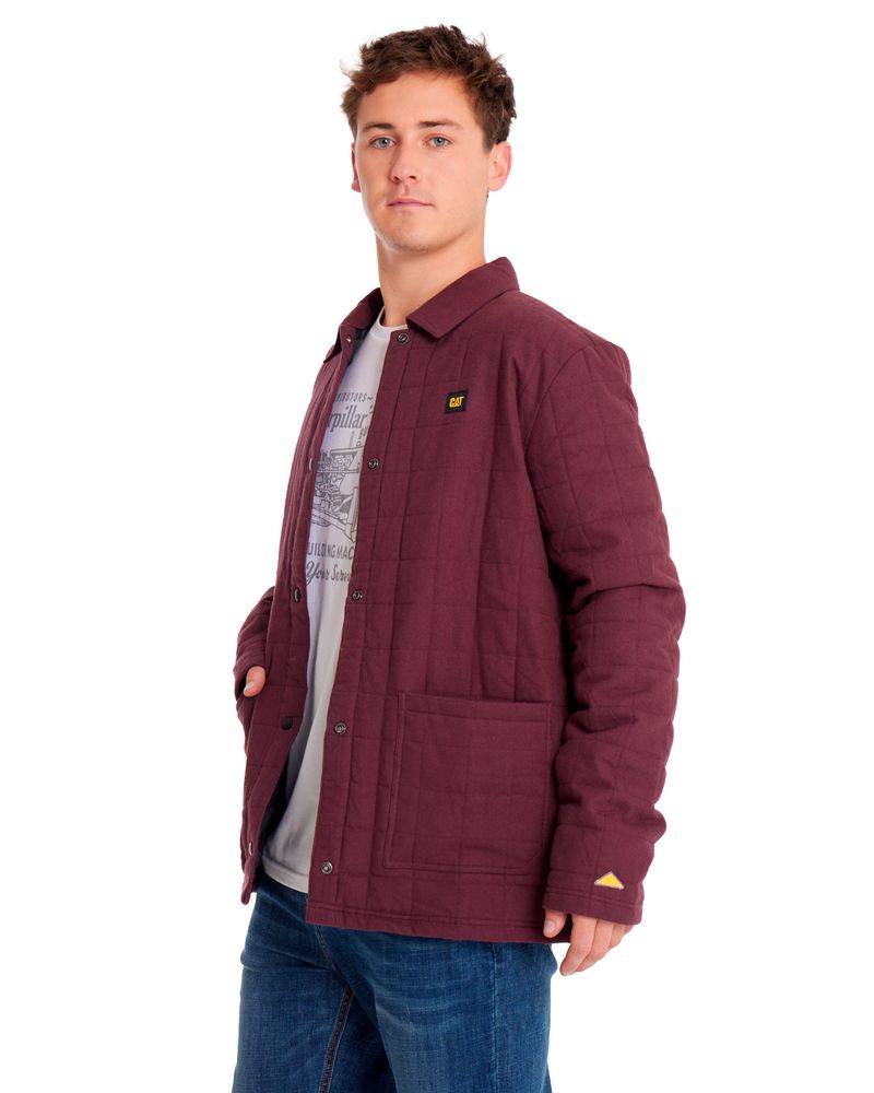 Chaqueta-Casual-Hombre-QUILTED-FLANNEL-SNAP-FRONT-LIGHTWEIGHT-INSULATED-JACKET-Burdeo-CAT