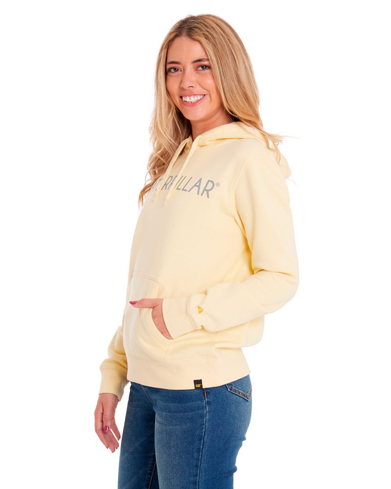 Poleron-Casual-Mujer-FLEECE-CATERPILLAR-PULLOVER-HOODIE-Amarillo-CAT