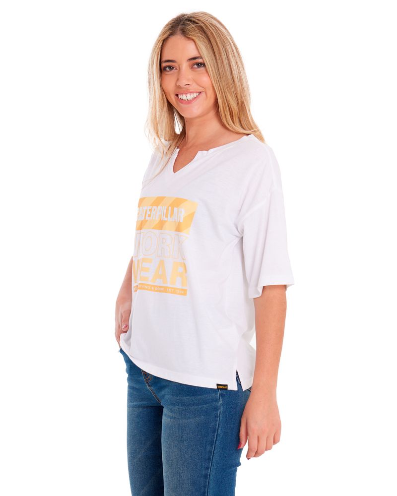 Polera-Manga-corta-Casual-Mujer-NOTCH-NECK-NOVELTY-TEE-2-Blanco-CAT