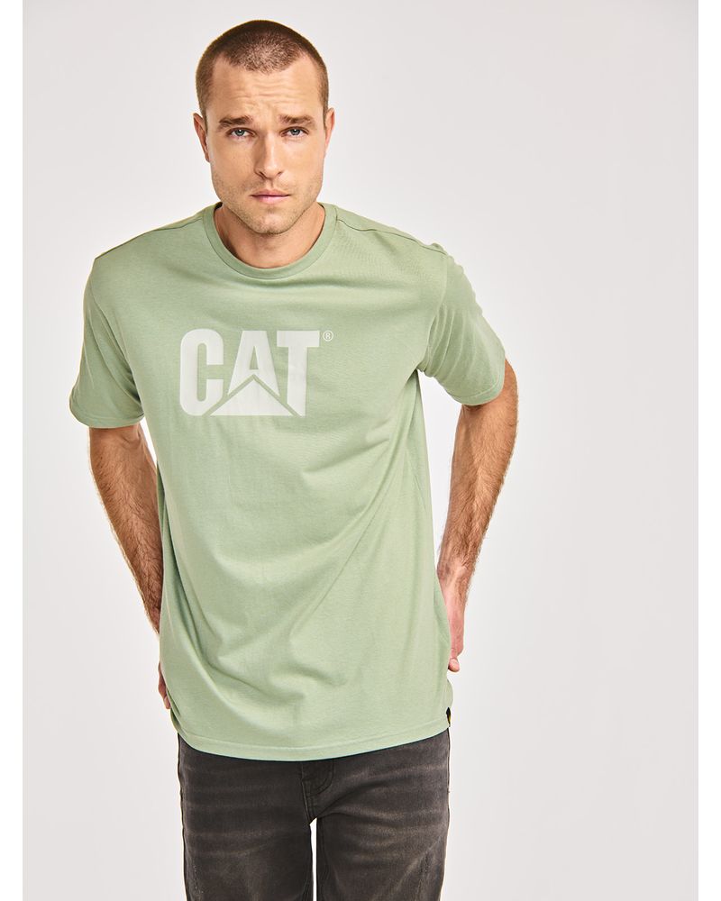 Polera-Manga-corta-Casual-Unisex-CAT-LOGO-TEE-Verde-CAT