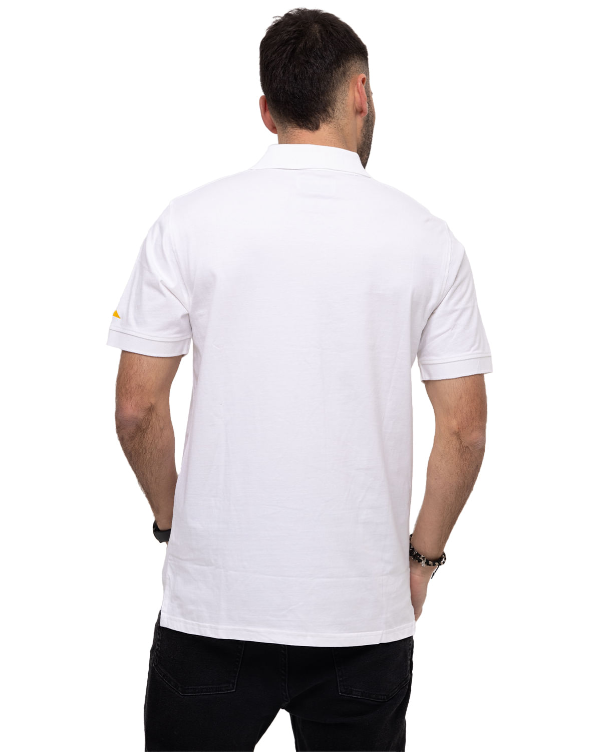 Polera Polo Casual Hombre Cat Logo Jersey Polo Blanco Cat