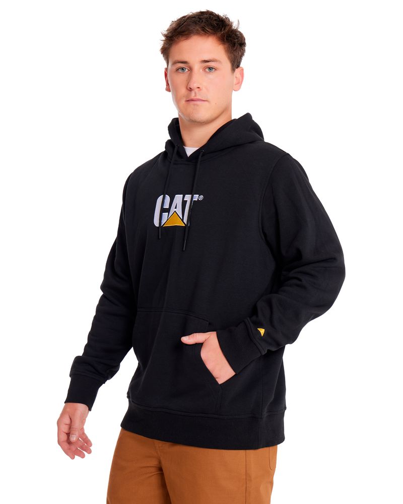 Poleron-Casual-Unisex-Fleece-Cat-Logo-Pullover-Hoodie-Negro-Cat