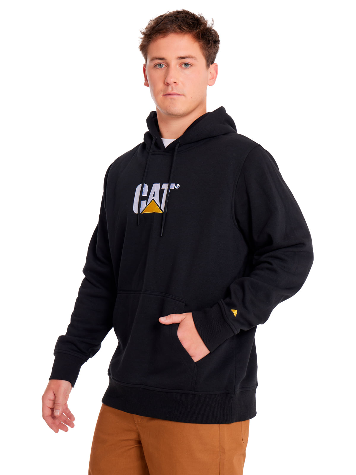 Poleron Casual Unisex Fleece Cat Logo Pullover Hoodie Negro Cat