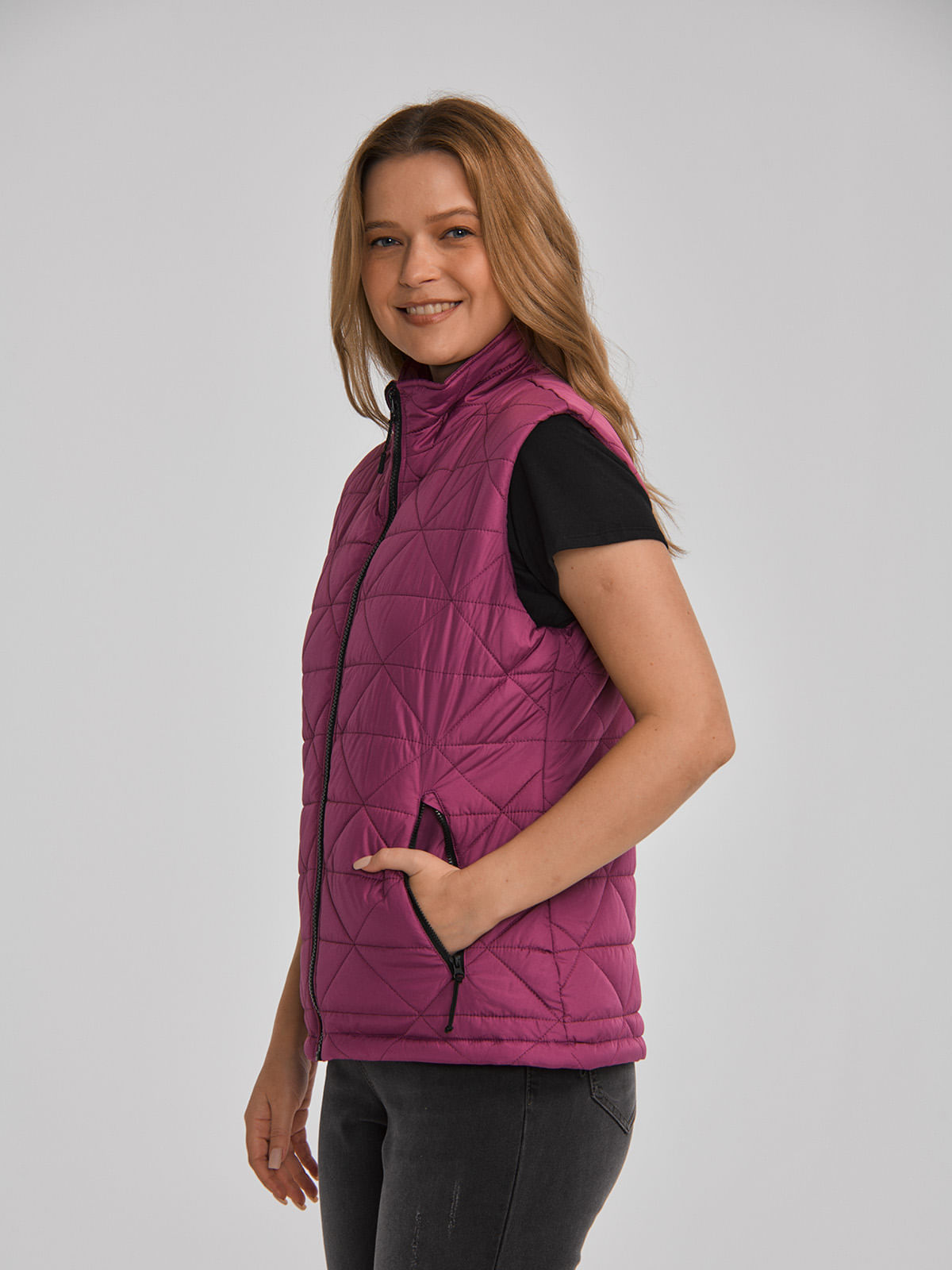 Chaqueta Sin manga Casual Mujer W MEDIUMWEIGHT INSULATED TRIANGLE QUILTED VEST Rosado CAT