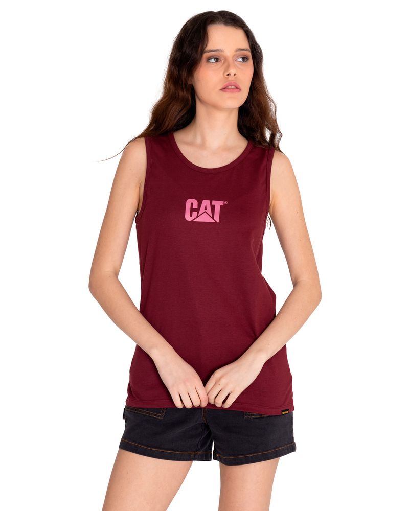 Polera-Sin-manga-Casual-Mujer-CATERPILLAR-LOGO-TEE-TANK-Rojo-CAT