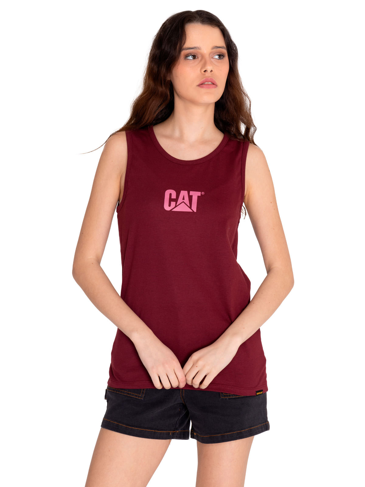 Polera Sin manga Casual Mujer CATERPILLAR LOGO TEE TANK Rojo CAT